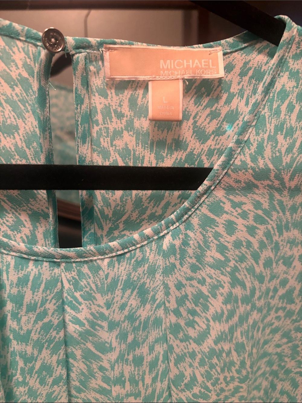 MICHAEL Michael Kors Teal and White Sleeveless Printed Blouse